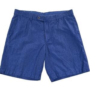 Peter Millar Seaside Men’s Khaki Shorts Blue Cotton Linen MS18B09 SZ 38/ 9” Ins